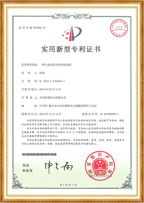 实用新型：一种小型水泵中的电机结构